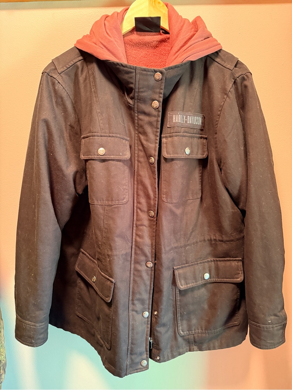 Harley-Davidson Black Utility 2-in-1 Jacket with Pink Zip Up Hoodie